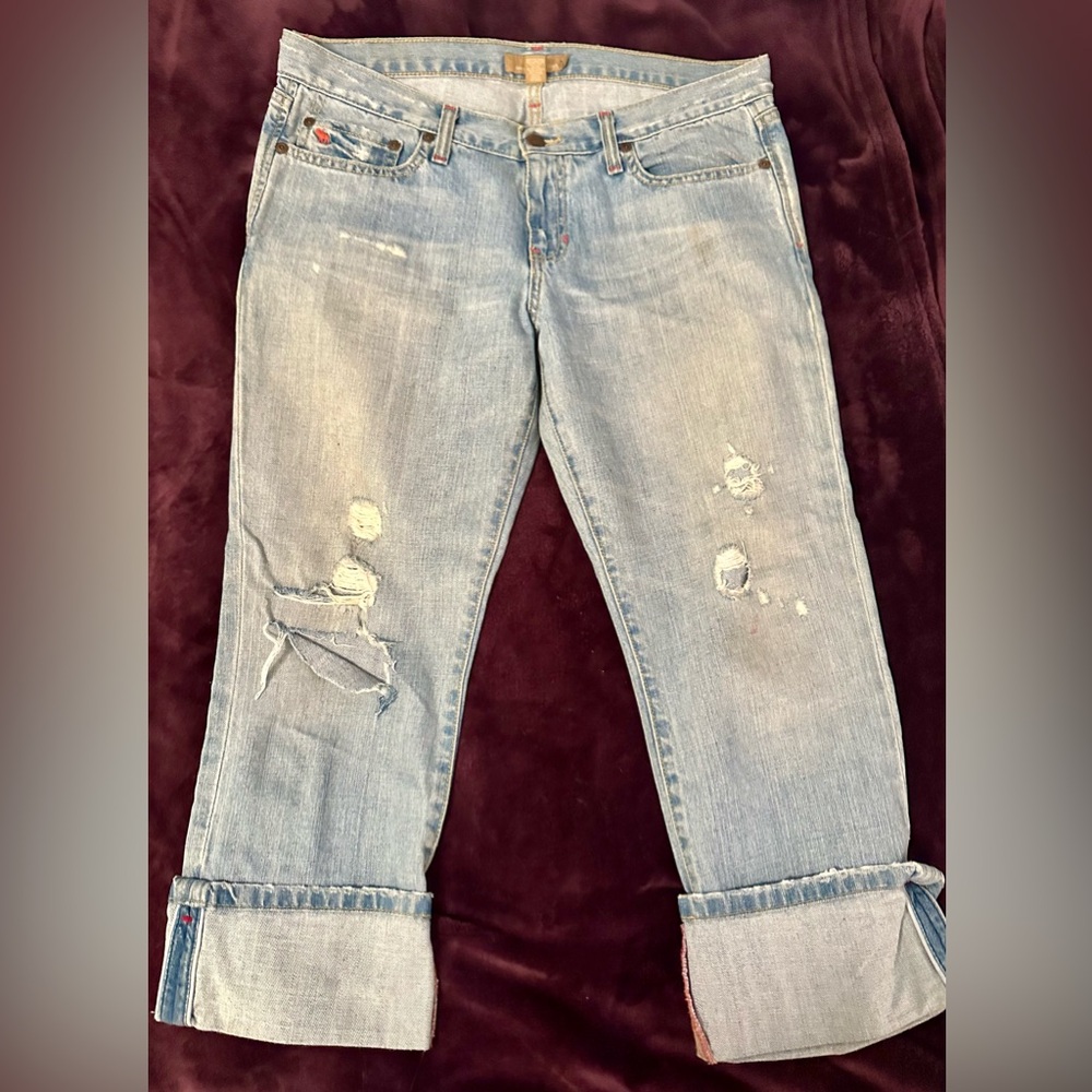 Distressed Light Blue cropped Women's Jeans